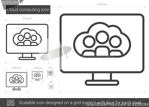 Image of Cloud computing line icon.