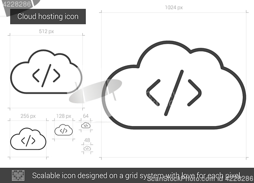 Image of Cloud hosting line icon.