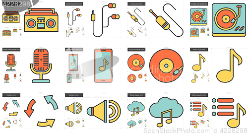 Image of Music line icon set.