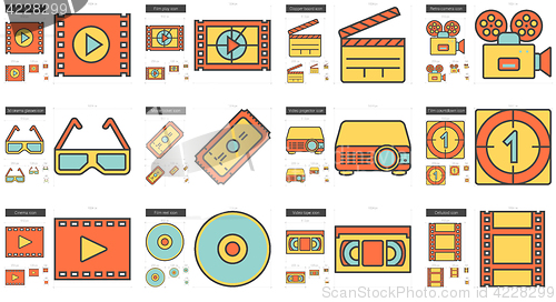Image of Cinema line icon set.