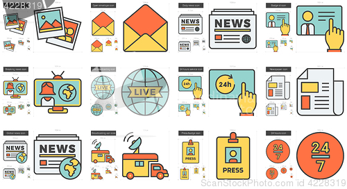 Image of Journalism line icon set.