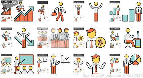 Image of Business line icon set.