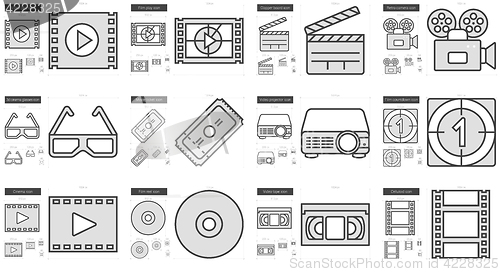 Image of Cinema line icon set.