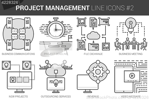 Image of Project management line icon set.