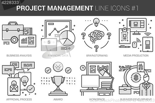 Image of Project management line icon set.