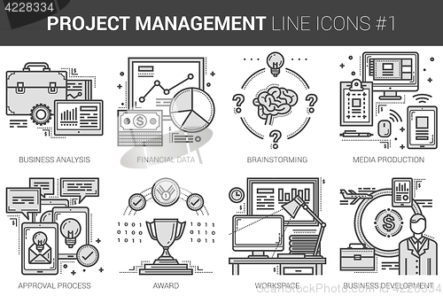 Image of Project management line icon set.