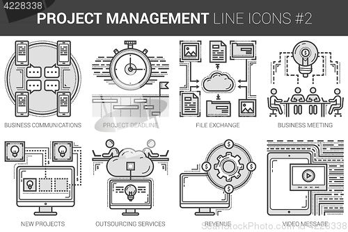 Image of Project management line icon set.