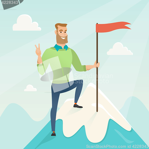 Image of Achievement of business goal vector illustration.