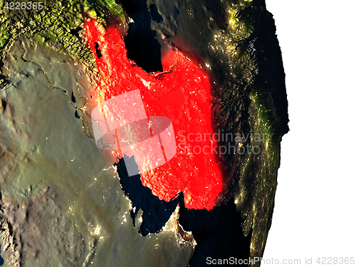 Image of Iran from space during dusk