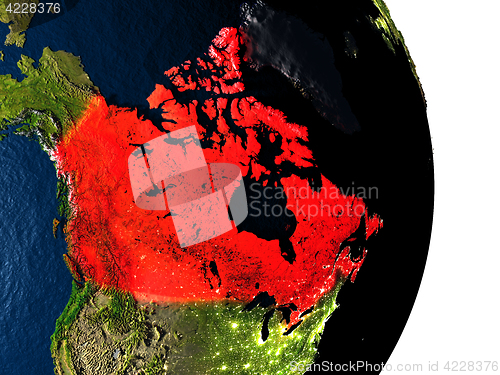 Image of Canada from space during dusk