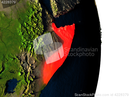 Image of Somalia from space during dusk