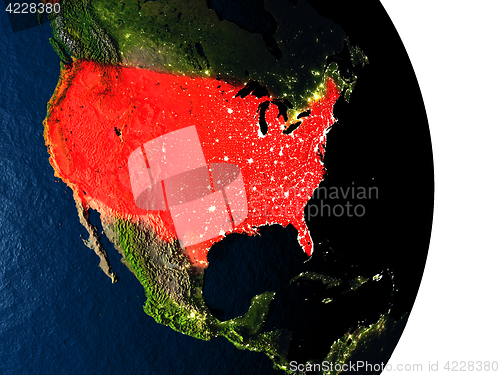 Image of USA from space during dusk