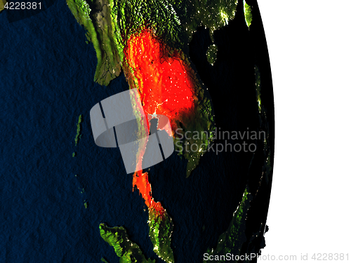 Image of Thailand from space during dusk