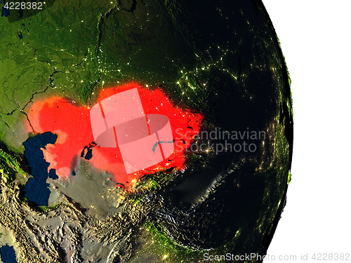 Image of Kazakhstan from space during dusk