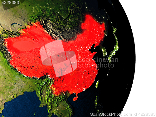 Image of China from space during dusk