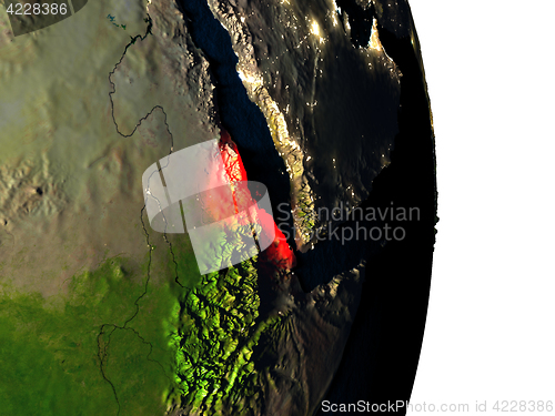 Image of Eritrea from space during dusk