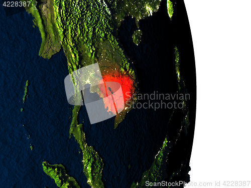 Image of Cambodia from space during dusk