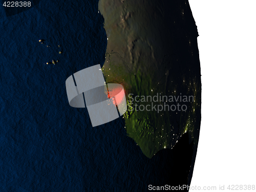 Image of Guinea-Bissau from space during dusk