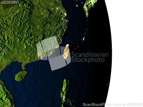 Image of Taiwan from space during dusk