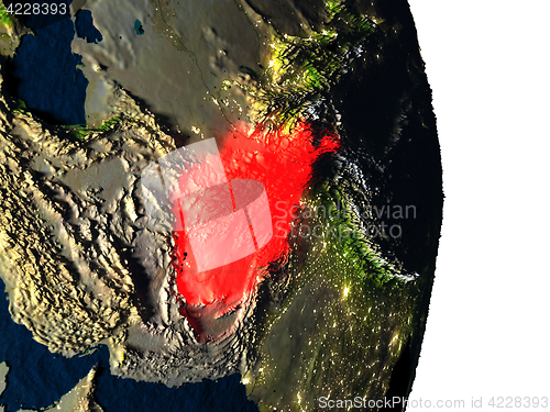 Image of Afghanistan from space during dusk