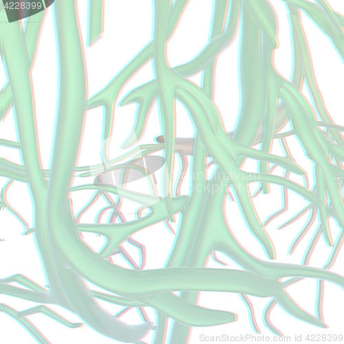 Image of veins. 3d illustration. Anaglyph. View with red/cyan glasses to 