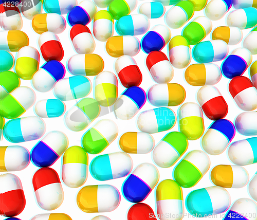 Image of Tablets background. 3D illustration. Anaglyph. View with red/cya