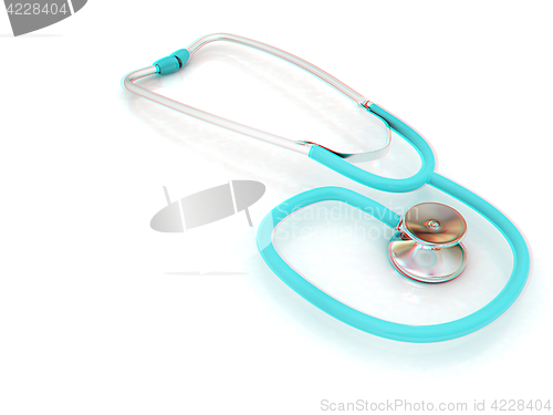 Image of stethoscope. 3d illustration. Anaglyph. View with red/cyan glass