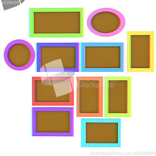 Image of Abstract frames. Conceptual design. 3D illustration. Anaglyph. V