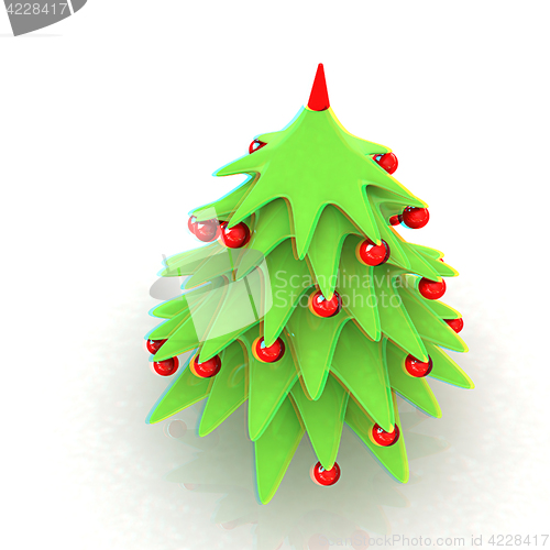 Image of Christmas tree. 3d illustration. Anaglyph. View with red/cyan gl