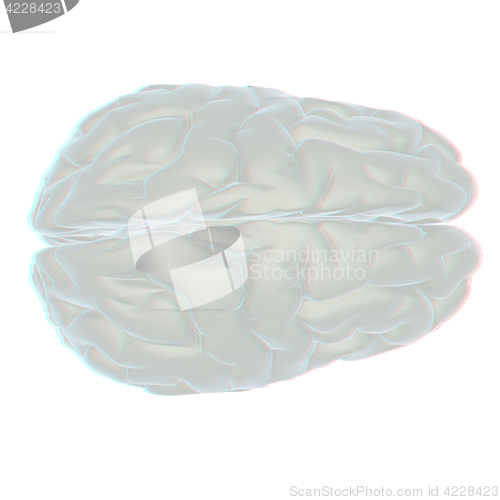 Image of 3D illustration of human brain. Anaglyph. View with red/cyan gla