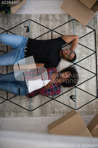 Image of Top view of attractive young African American couple