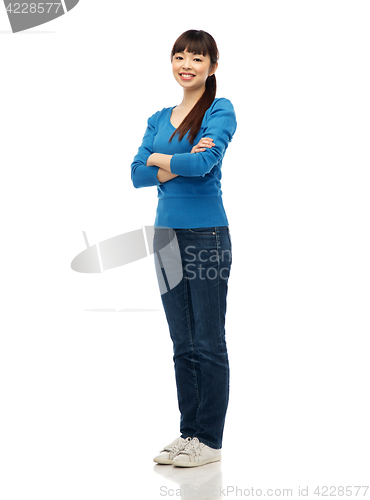 Image of happy smiling young asian woman