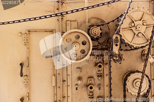 Image of vintage machine mechanism at old abandoned factory