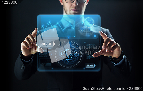 Image of close up of businessman with virtual screen