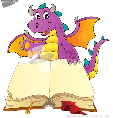 Image of Open book with happy dragon