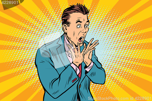 Image of Businessman scared, shock reaction