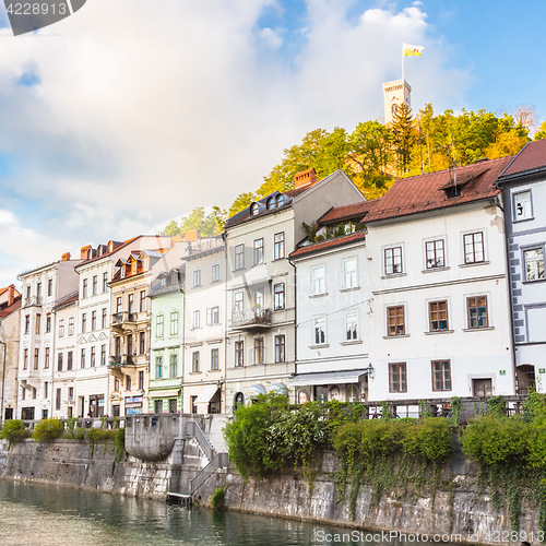 Image of Medieval houses of Ljubljana, Slovenia, Europe.