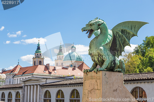 Image of Dragon bridge, Ljubljana, Slovenia, Europe.