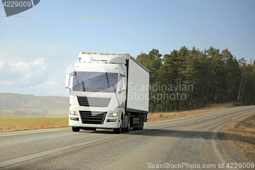 Image of White Semi Truck Road Transport