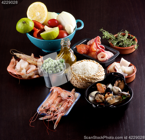 Image of Raw Ingredients for Paella