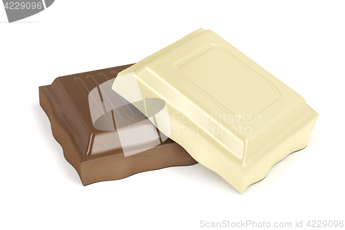 Image of White and brown chocolate pieces