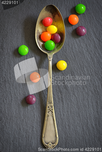 Image of Colorful jelly candies in spoon 