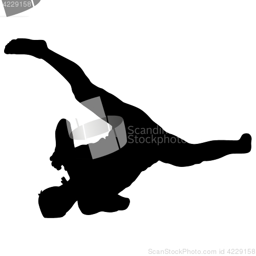 Image of Black Silhouettes breakdancer on a white background