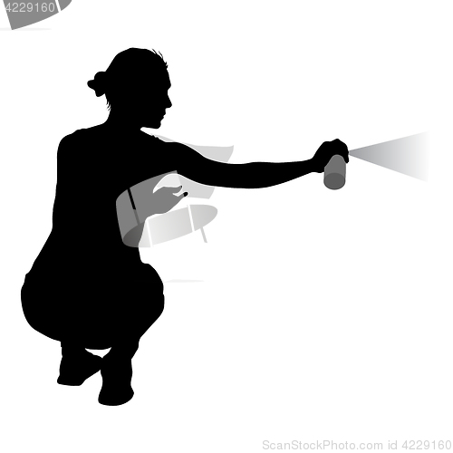 Image of Silhouette woman holding a spray on a white background. illustration