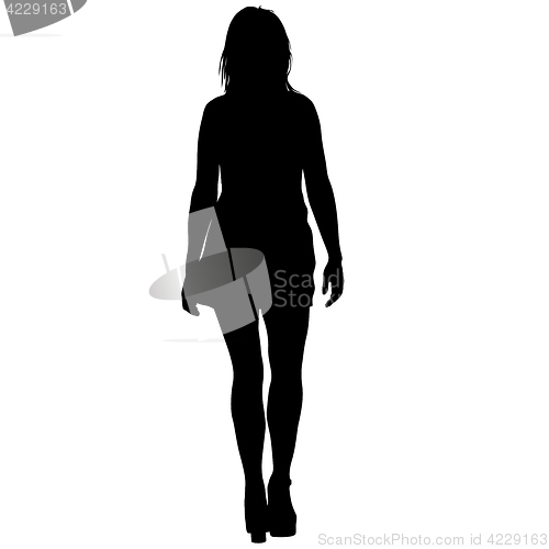 Image of Black silhouette woman standing, people on white background