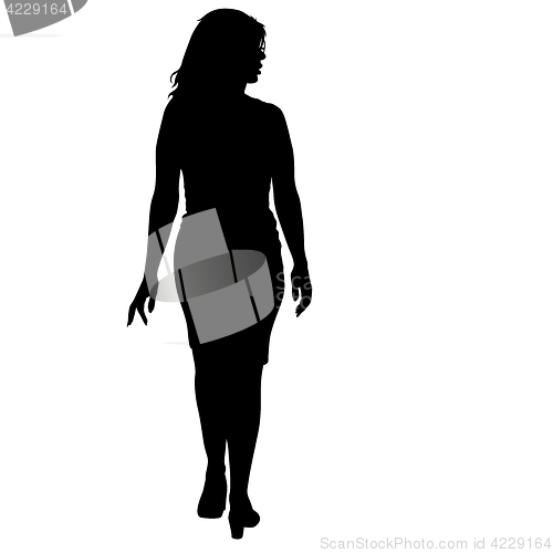 Image of Black silhouette woman standing, people on white background