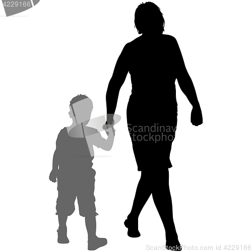 Image of Silhouette of happy family on a white background. illustration.