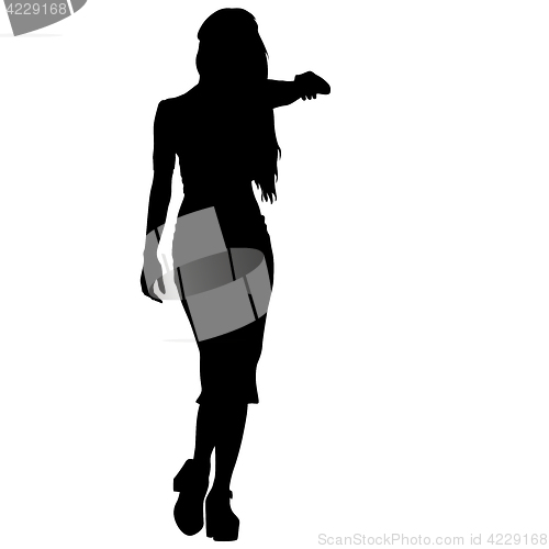 Image of Black silhouette woman standing, people on white background