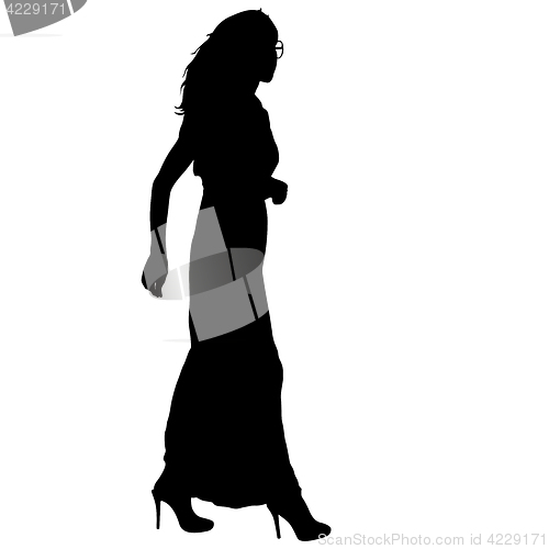 Image of Black silhouette woman standing, people on white background