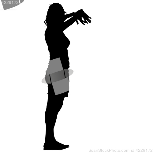 Image of Black silhouette woman standing, people on white background